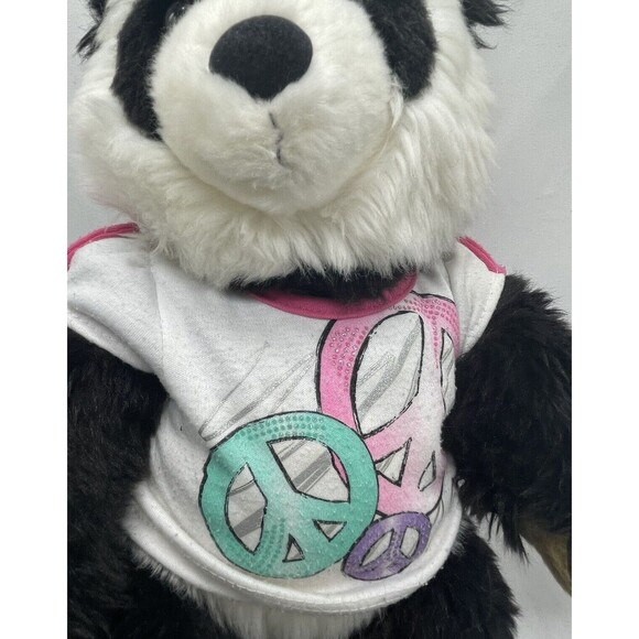 VTG Build A Bear Panda Bear With 3 Peace Sign Tee Shirt Plush Stuffed Animal Toy - Picture 3 of 14